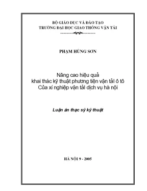 Nâng cao hiệu quả khai thác kỹ thuật phương tiện vận tải