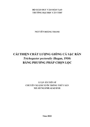 Cải Thiện Chất Lượng Giống Cá Sặc Rằn Trichogaster