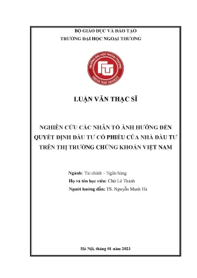 Nghiên Cứu Các Nhân Tố Ảnh Hưởng Đến Quyết Định Đầu Tư