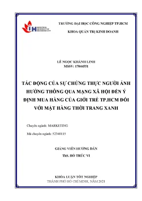 Tác Động Của Người Ảnh Hưởng Trên Mạng Xã Hội Đến Ý Định