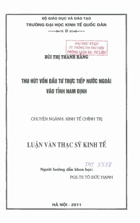 Thu Hút Vốn Đầu Tư Trực Tiếp Nước Ngoài Tại Tỉnh Nam Định