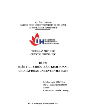 Phân Tích Chiến Lược Kinh Doanh Của Unilever Việt Nam
