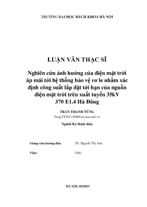 Nghiên Cứu Ảnh Hưởng Của Điện Mặt Trời Áp Mái Đến Hệ