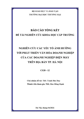 Nghiên Cứu Phát Triển Văn Hóa Doanh Nghiệp Điện Máy Tại