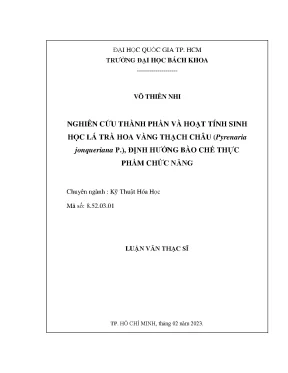 Nghiên cứu thành phần và hoạt tính sinh học lá trà hoa vàng thạch châu pyrenaria jonqueriana p 2023