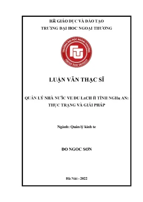 Giải Pháp Quản Lý Nhà Nước Về Du Lịch Tỉnh Nghệ An