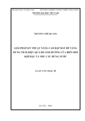 Giải Pháp Nâng Cao Đập Đất Để Tăng Dung Tích Hồ Chứa Nước