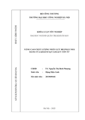 Nâng Cao Chất Lượng Nhân Lực Bộ Phận Nhà Hàng Tại Khách