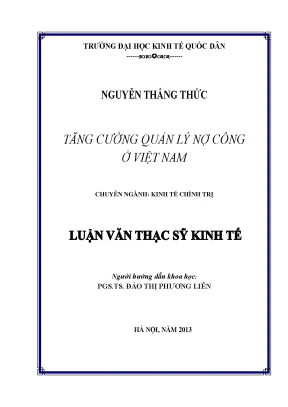 Tăng Cường Quản Lý Nợ Công Ở Việt Nam: Giải Pháp và Thực