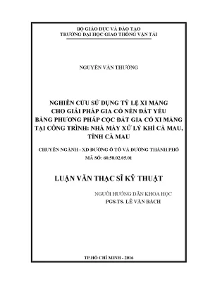 Nghiên Cứu Tỷ Lệ Xi Măng Trong Gia Cố Nền Đất Yếu Tại