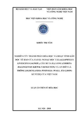 Nghiên Cứu Thành Phần Hóa Học và Hoạt Tính Gây Độc Tế