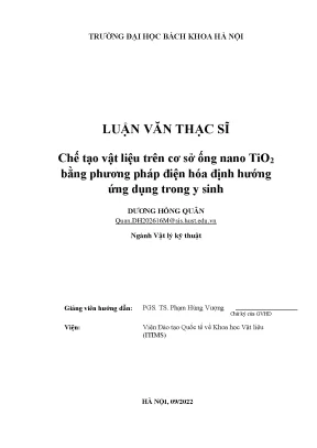 Nghiên cứu chế tạo vật liệu TiO2 từ ống nano ứng dụng