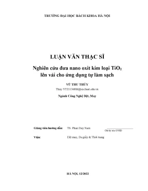 Nghiên Cứu Ứng Dụng Nano Oxit Kim Loại TiO2 Trên Vải Để 