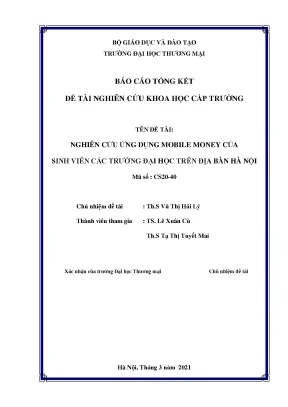 Ứng Dụng Mobile Money Trong Sinh Viên Đại Học Tại Hà Nội