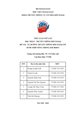 Xu Hướng Truyền Thông Đối Ngoại Mỹ Dưới Thời Tổng Thống 