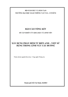 Phần Mềm Từ Điển Anh-Việt Chuyên Ngành Cầu Đường