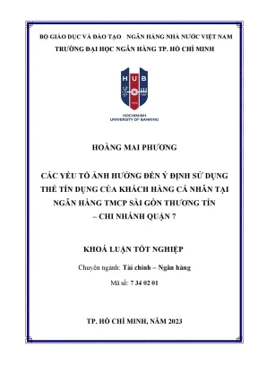 Yếu Tố Ảnh Hưởng Đến Ý Định Sử Dụng Thẻ Tín Dụng Tại