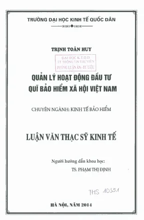 Quản Lý Hoạt Động Đầu Tư Quỹ Bảo Hiểm Xã Hội Việt Nam