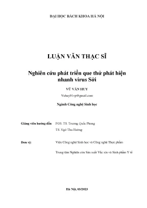 Nghiên Cứu Phát Triển Que Thử Phát Hiện Nhanh Virus Sởi