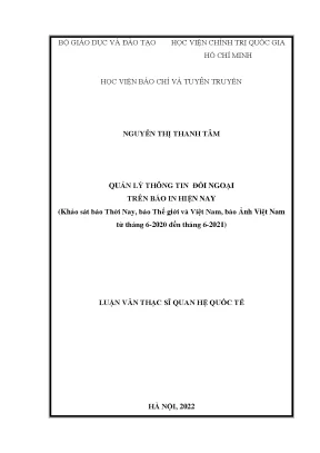 Quản Lý Thông Tin Đối Ngoại Trên Báo In: Thực Trạng và 