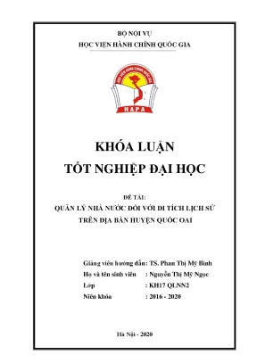 Quản Lý Nhà Nước Đối Với Di Tích Lịch Sử Tại Huyện Quốc Oai