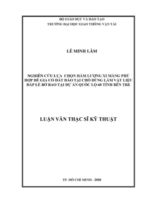 Nghiên Cứu Lựa Chọn Hàm Lượng Xi Măng Để Gia Cố Đất Tại