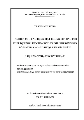 Nghiên Cứu Ứng Dụng Mặt Đường Bê Tông Cốt Thép Dự Ứng 