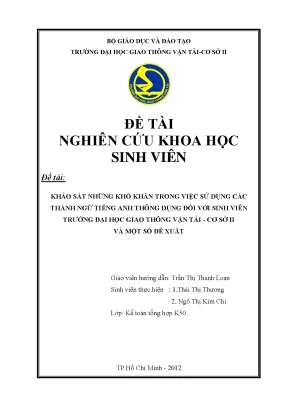 Khảo Sát Khó Khăn Trong Việc Sử Dụng Thành Ngữ Tiếng Anh 
