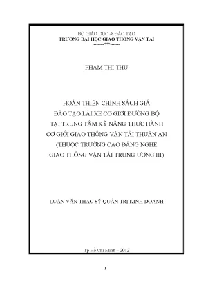 Hoàn thiện chính sách giá đào tạo lái xe cơ giới tại