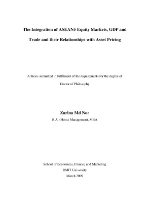 Tích Hợp Thị Trường Chứng Khoán ASEAN5, GDP và Thương 