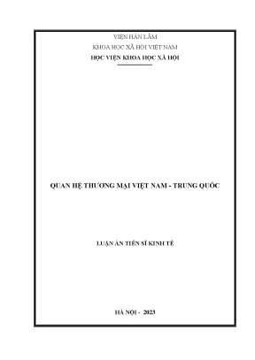Nghiên Cứu Quan Hệ Thương Mại Việt Nam - Trung Quốc: