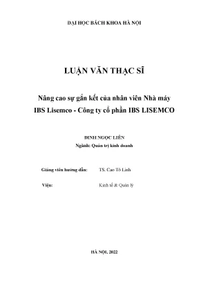 Nâng cao sự gắn kết nhân viên tại Nhà máy IBS Lisemco