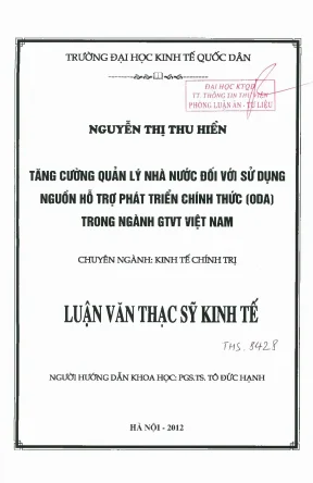 Quản Lý Nhà Nước và Sử Dụng Nguồn Vốn ODA Trong Ngành