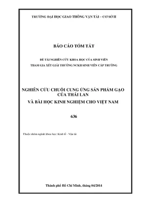 Nghiên Cứu Chuỗi Cung Ứng Gạo Thái Lan: Bài Học Kinh