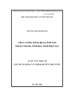 Nâng cao chất lượng đảng bộ xã ở huyện Thuận Thành, tỉnh