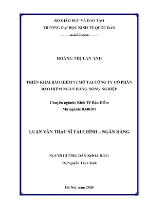 Triển Khai Bảo Hiểm Vi Mô Tại Công Ty Cổ Phần Bảo Hiểm 