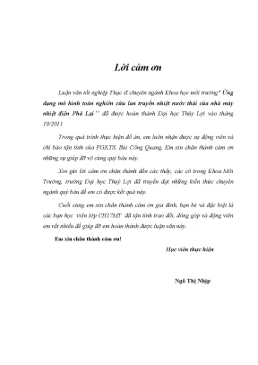 Nghiên Cứu Lan Truyền Nhiệt Nước Thải Từ Nhà Máy Nhiệt
