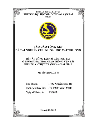 Cải Thiện Công Tác Cố Vấn Học Tập Tại Trường Đại Học