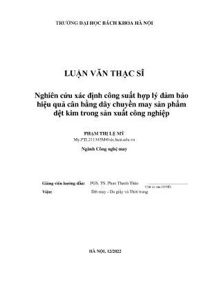 Nghiên cứu công suất hợp lý trong sản xuất dệt kim tại 