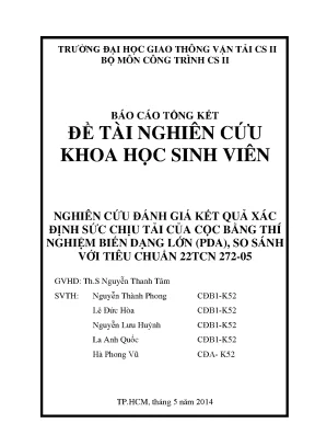 Đánh Giá Sức Chịu Tải Cọc Bằng Thí Nghiệm Biến Dạng Lớn