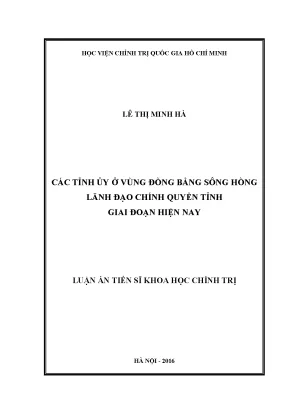 Lãnh Đạo Chính Quyền Tỉnh Ở Đồng Bằng Sông Hồng: Thực
