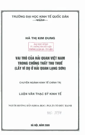 Vai Trò Của Hải Quan Việt Nam Trong Chống Thất Thu Thuế