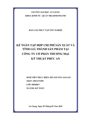 Báo Cáo Thực Tập Tốt Nghiệp Kế Toán Tại Công Ty Cổ Phần