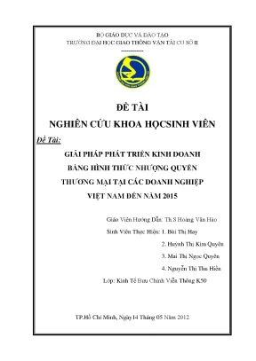 Giải Pháp Phát Triển Kinh Doanh Nhượng Quyền Thương Mại 