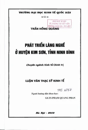 Phát Triển Làng Nghề Tại Huyện Kim Sơn, Tỉnh Ninh Bình