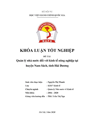 Quản lý nhà nước đối với kinh tế nông nghiệp tại huyện 
