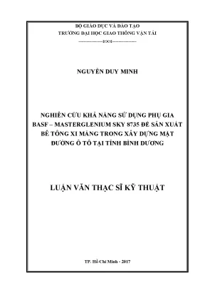 Nghiên Cứu Sử Dụng Phụ Gia BASF – MasterGlenium SKY 8735