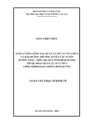 Cải Thiện Quản Lý Bảo Dưỡng Đường Tỉnh Bình Dương