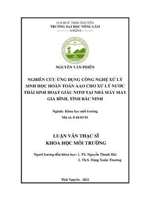 Nghiên Cứu Ứng Dụng Công Nghệ Xử Lý Sinh Học AAO Cho