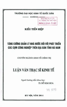 Quản Lý Nhà Nước Đối Với Phát Triển Các Cụm Công Nghiệp